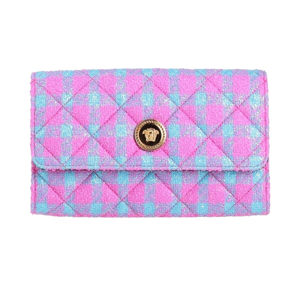 Versace Pink and Blue Quilted Crossbody Bag